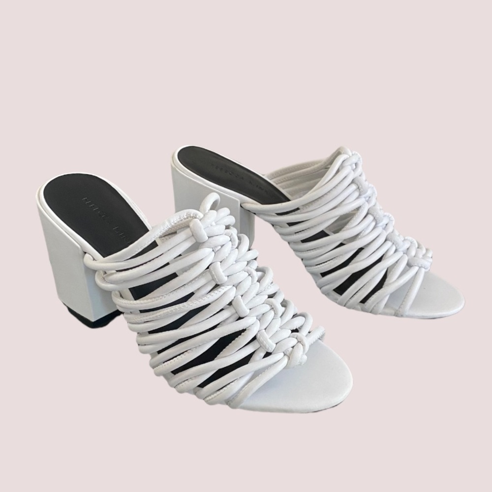 Rebecca Minkoff White Calanthe Slip On Strappy Heels Mules/Slides